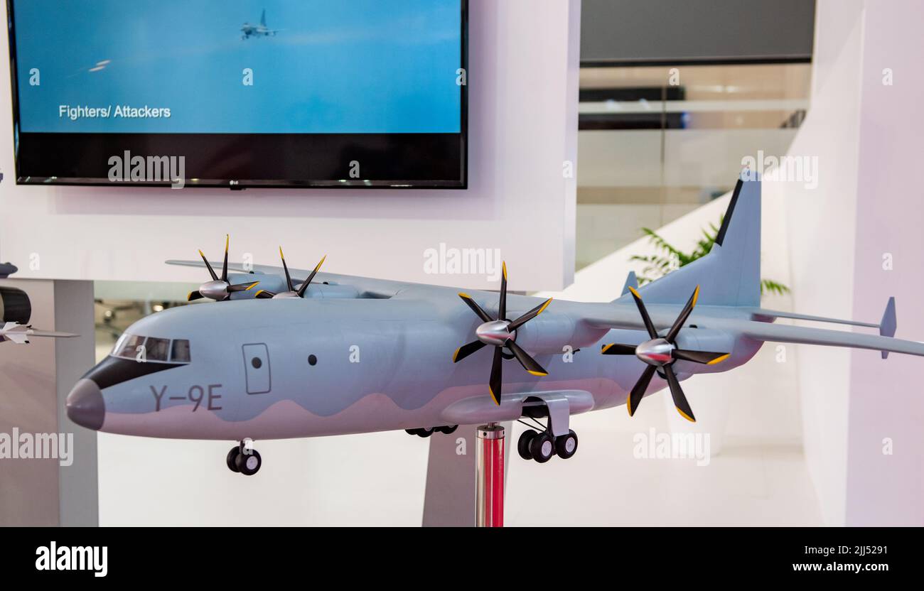 August 30, 2019, Moscow region, Russia. A mock-up of the Chinese Shaanxi Y-9 multi-purpose transport aircraft Stock Photo