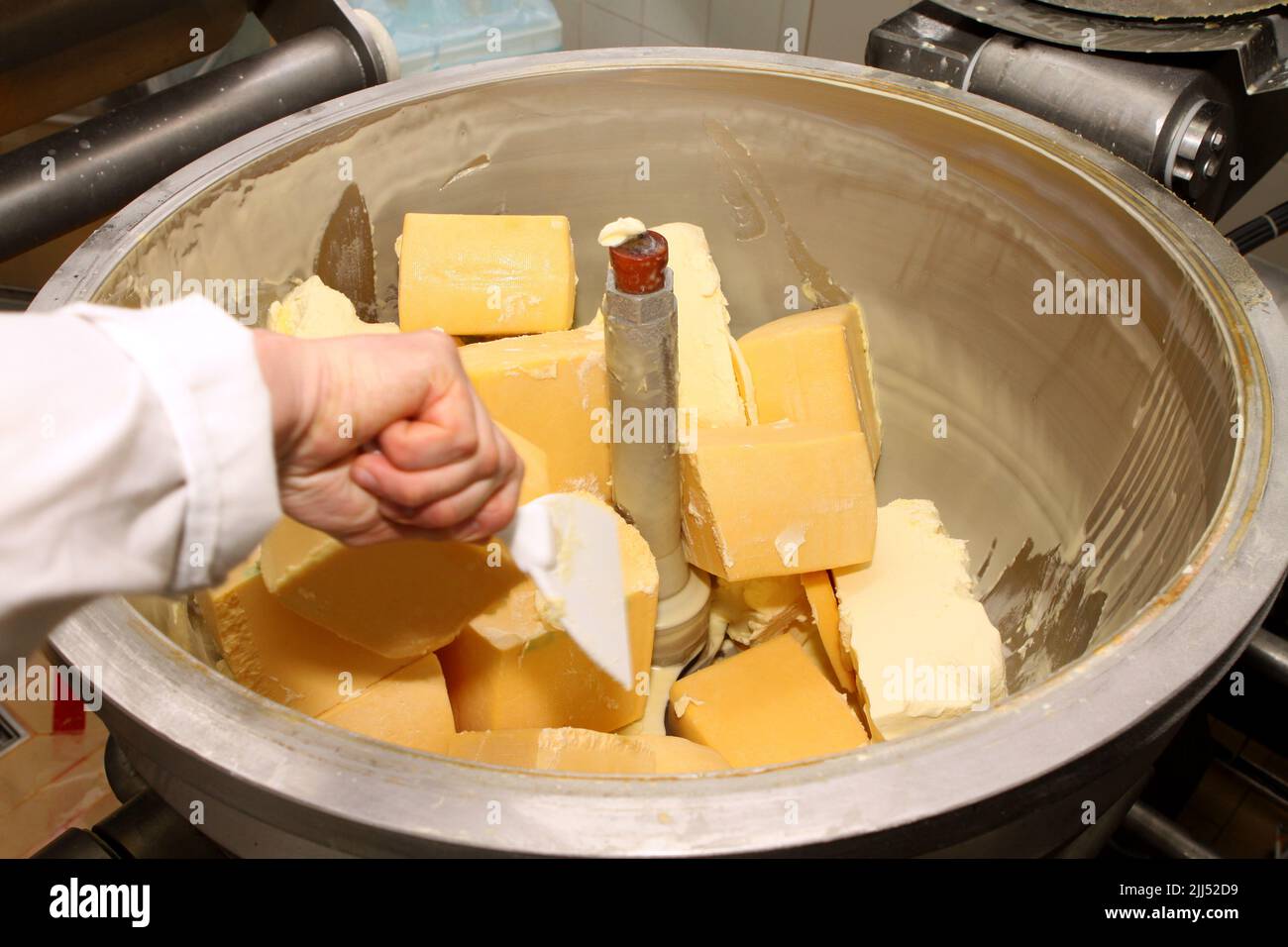 Mixing mass for the production of processed cheese. Cheese production