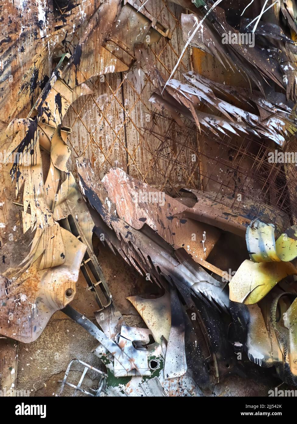 Half rabbit sculpture by Bordalo II in Gaia near Porto, Portugal Stock