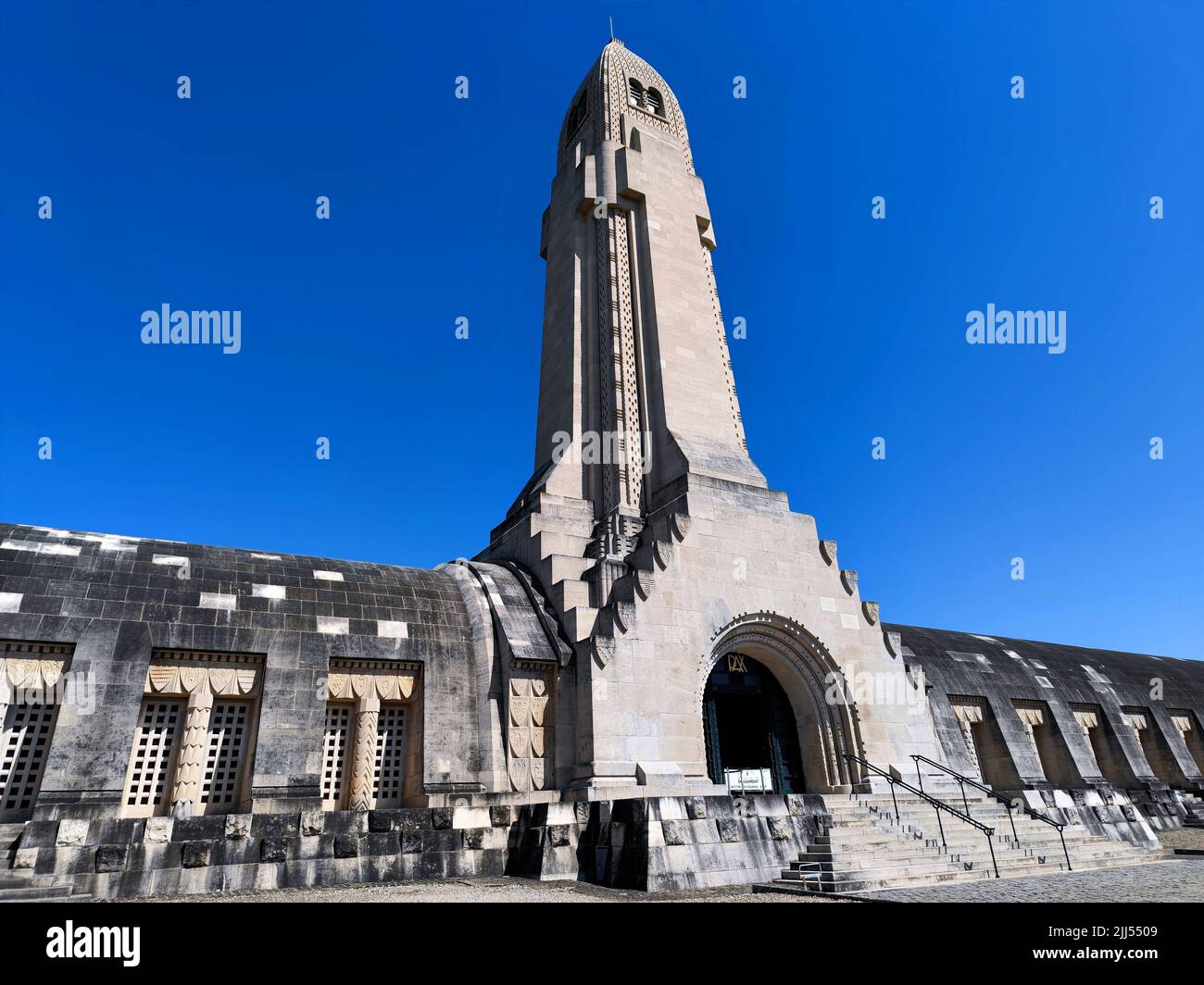 Close up of the backside of the Douaumont Ossuary located in Fleury-Devant Douaumont-Vaux France on June 15 2022 Stock Photo