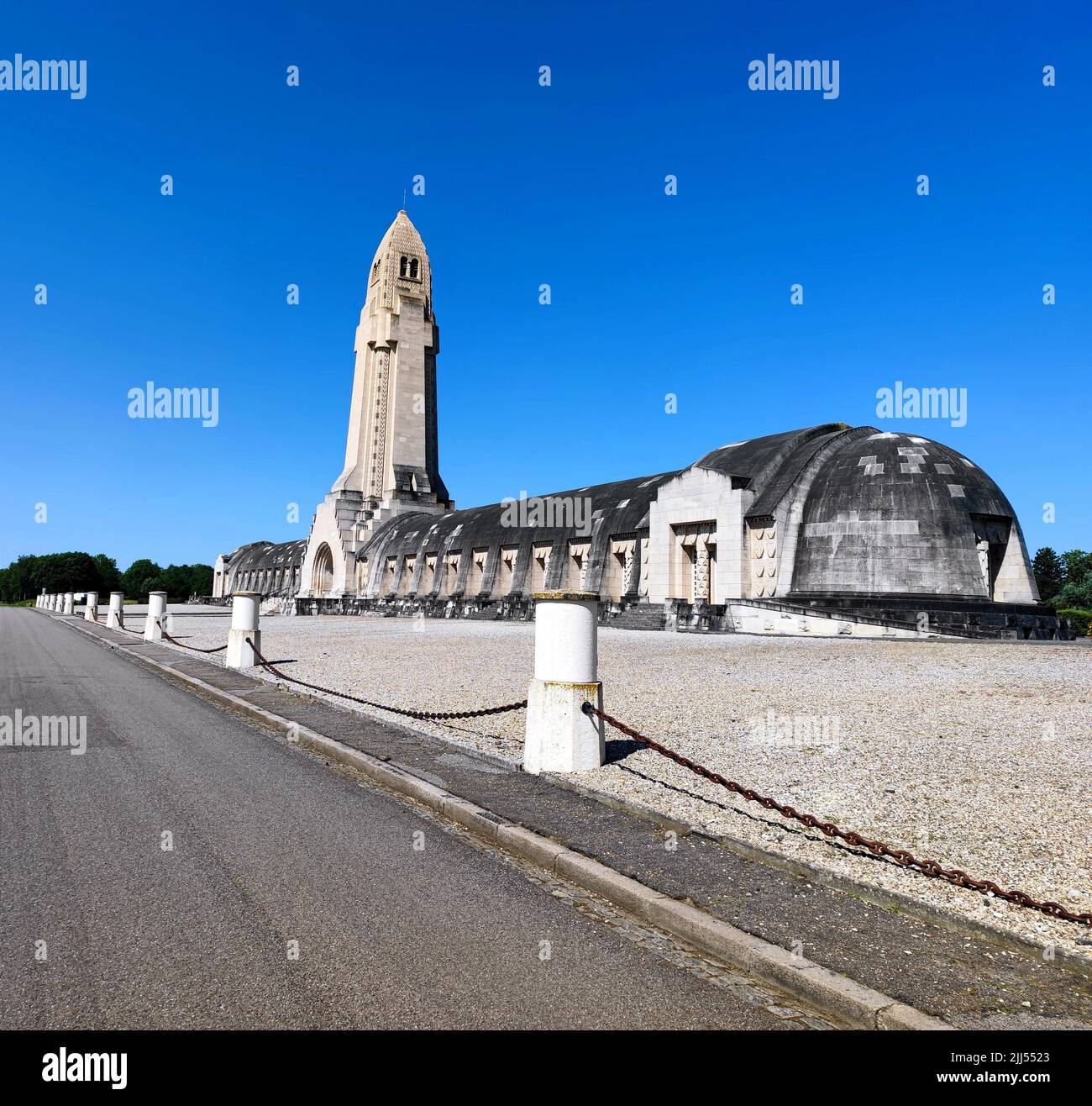 Side view of the Douaumont Ossuary located in Fleury-Devant Douaumont-Vaux France on June 15 2022 Stock Photo