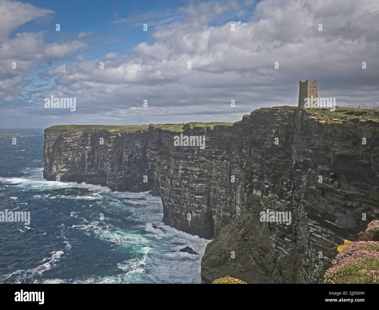 Marwick Head on Orkney with Kitchener Memorial Stock Photo