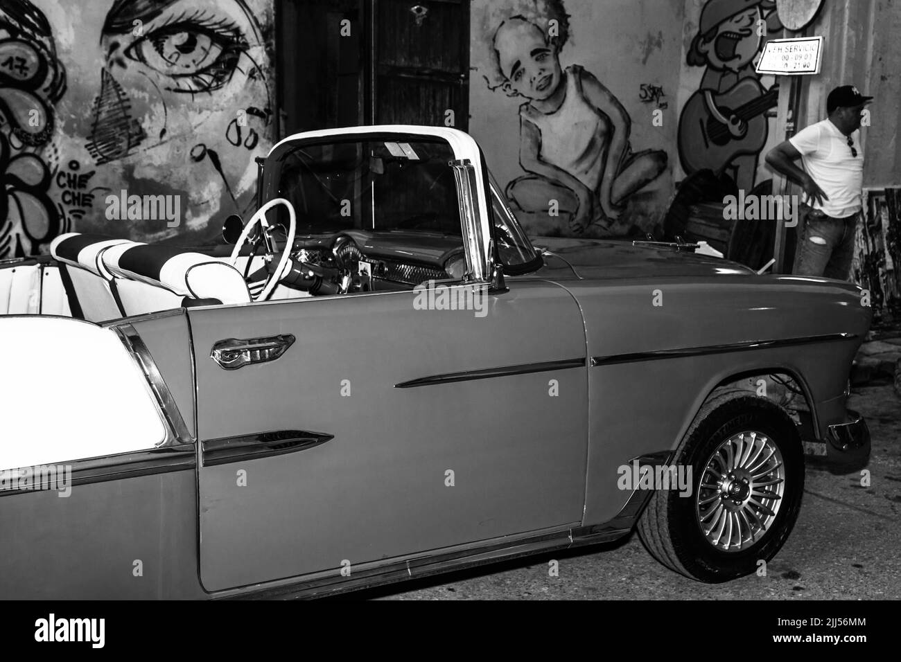 Classic American car used as private taxi in Havana, Cuba, 2022 Stock
