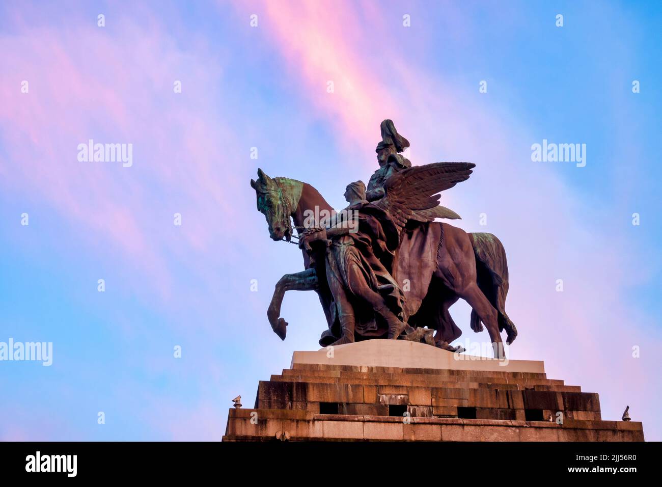 Equestrian monument of Wilhelm I in the Deutsches Eck, Koblenz, Germany Stock Photo