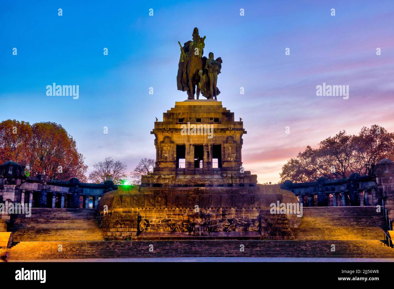 Equestrian monument of Wilhelm I in the Deutsches Eck, Koblenz, Germany Stock Photo