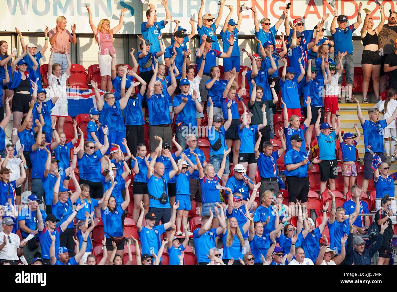 Fans of Iceland doing the football chant Viking Thunder Clap during the