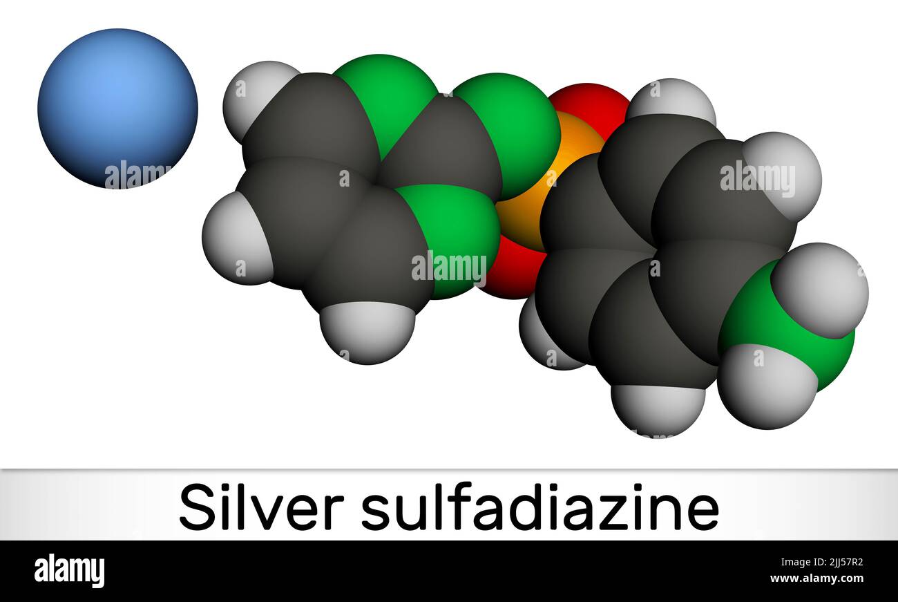 Silver sulfadiazine molecule. It is sulfonamide antibiotic, used for