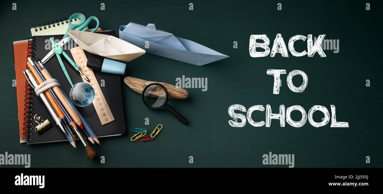 Back to school banner, concept background with text Stock Photo