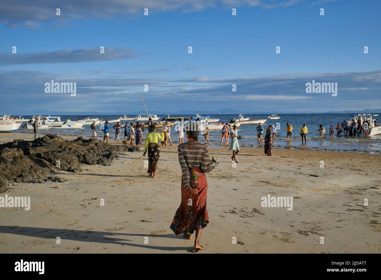 Nosy Be, Madagascar. 19th July, 2022. Local people sell souvenirs to
