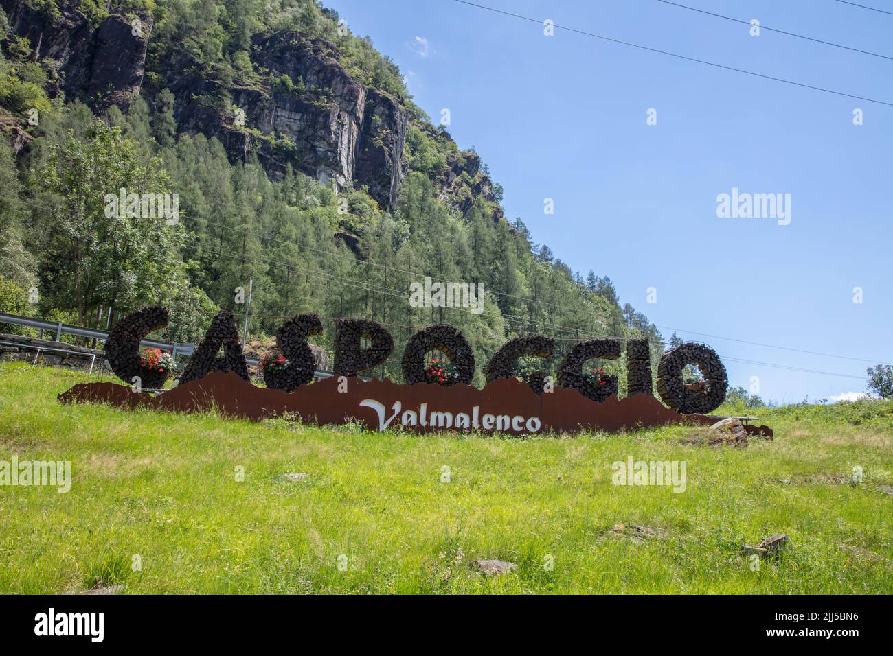 the sign of Caspoggio, SO, Valtellina, Italy Stock Photo