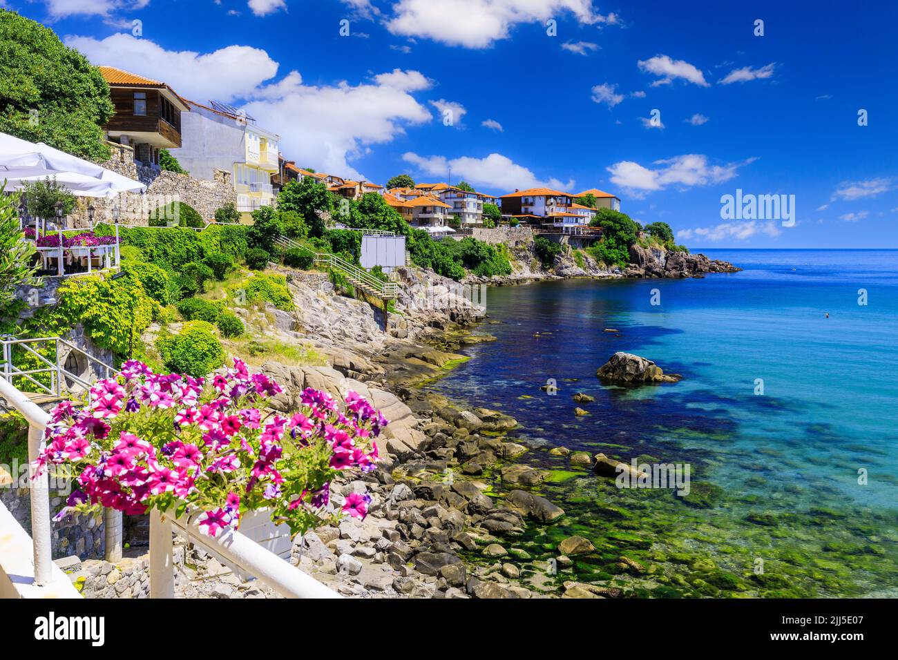 Sozopol, Bulgaria. Bay of the ancient seaside town. Black Sea Coast, Burgas Province. Stock Photo