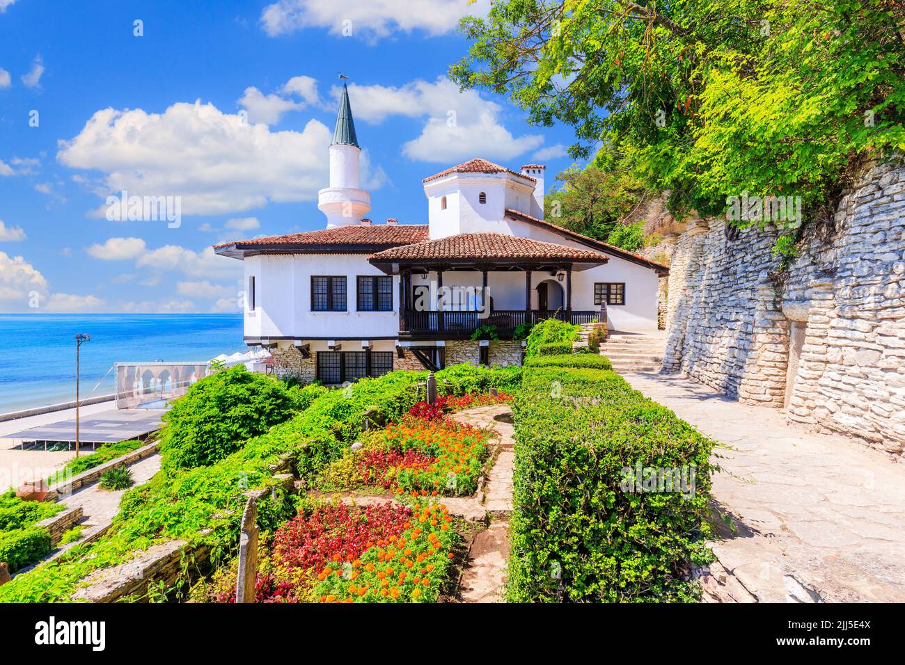Balchik Palace, Bulgaria. Summer residence of the Queen Marie of Romania at Bulgarian Black Sea coastline. Stock Photo