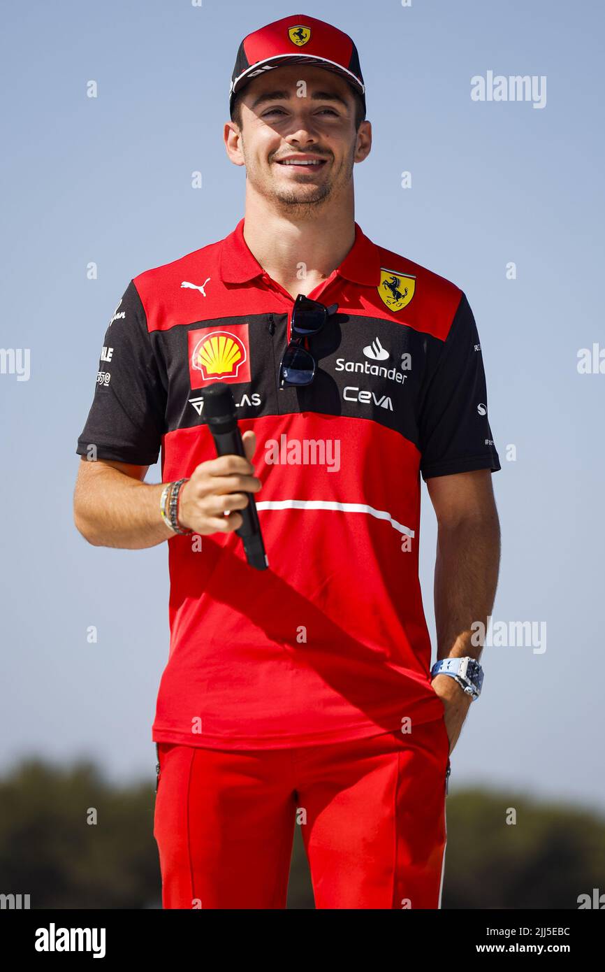 Le Castellet, France. 23rd July, 2022. LECLERC Charles (mco), Scuderia  Ferrari F1-75, portrait, Fan Forum Pilotes F1 during the Formula 1 Lenovo  Grand Prix de France, French Grand Prix 2022, 12th round