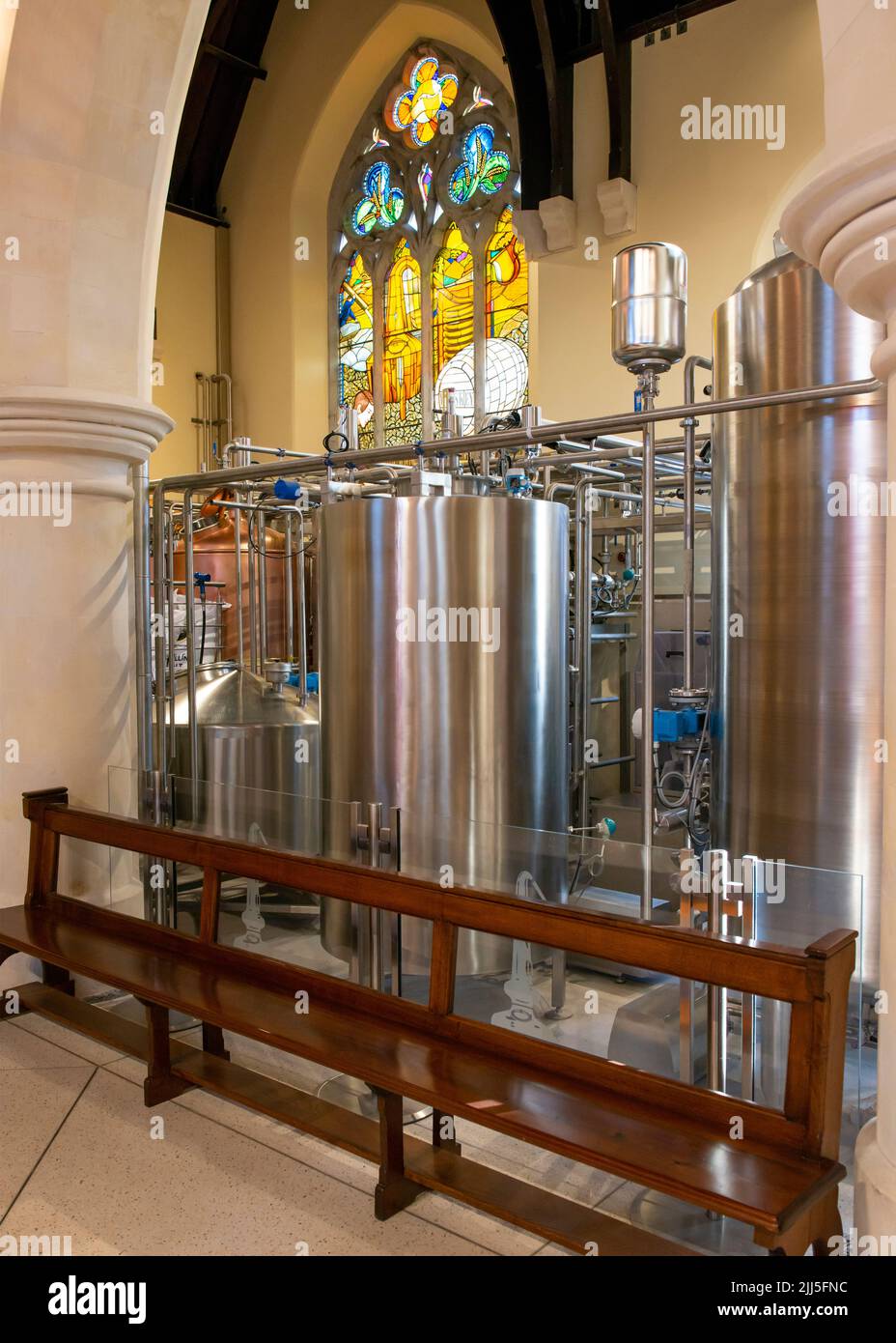 Brewing machinery in Pearse Lyons Distillery, St. James, Dublin, Ireland. Stock Photo
