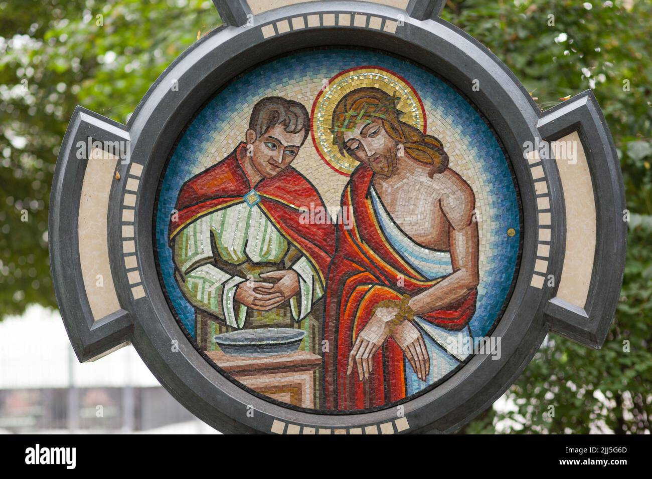 Station I: Christ is condemned to death. Pontius Pilate washes his hands. Stock Photo