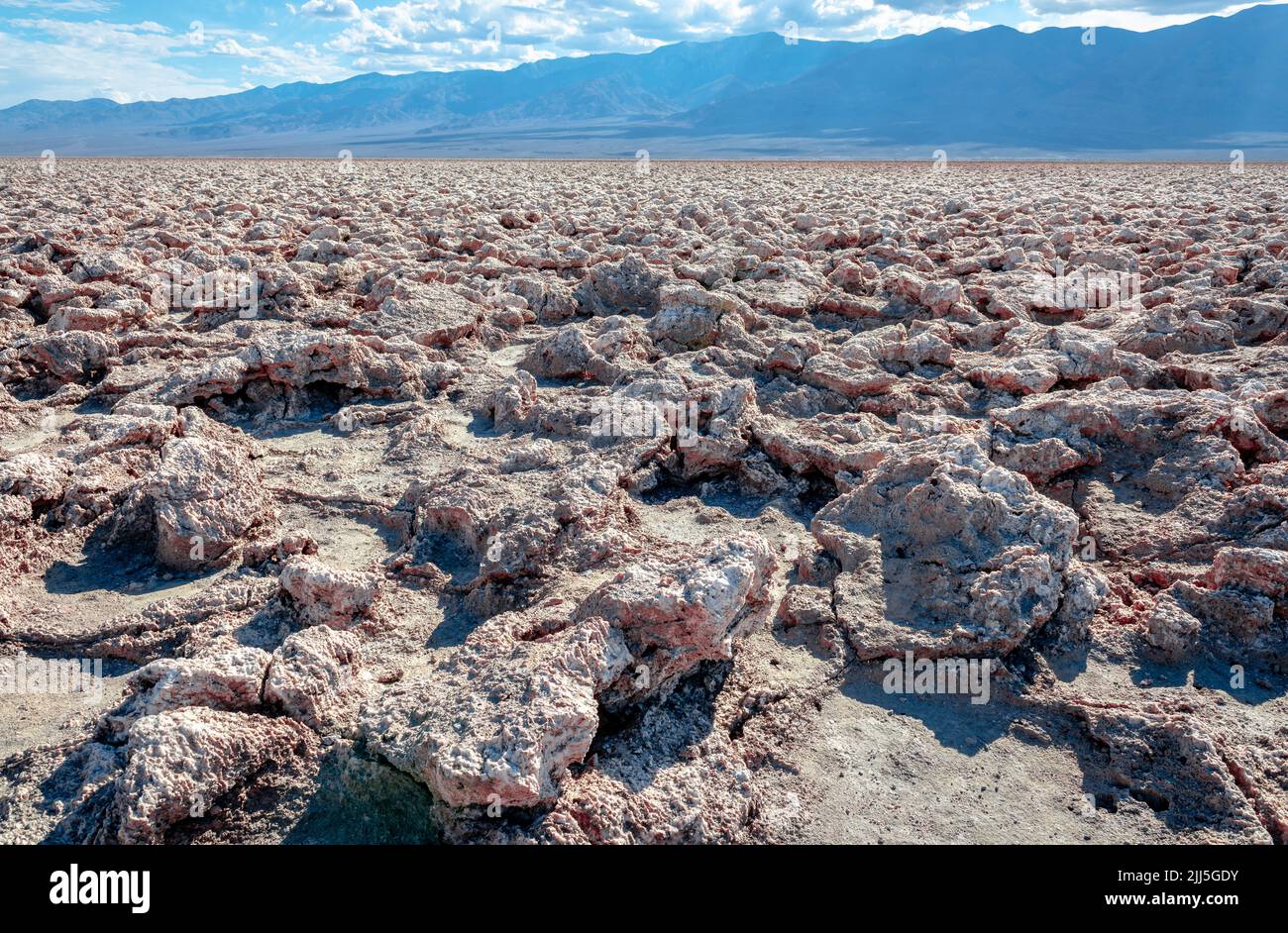 Devil's Golf Course, a large salt pan on the floor of Death Valley National Park, California, USA. Stock Photo