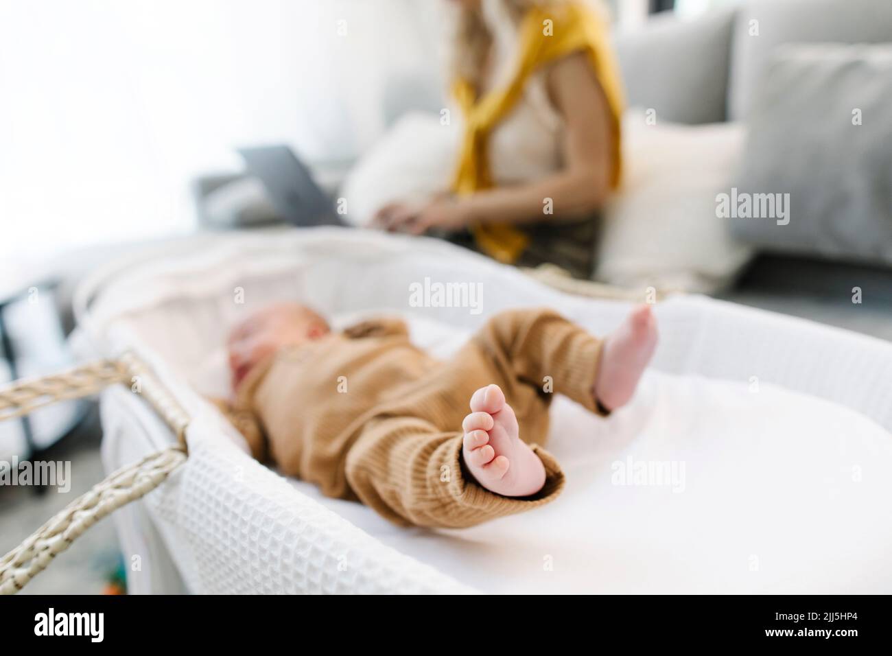Infant sleeping in crib hi-res stock photography and images - Alamy