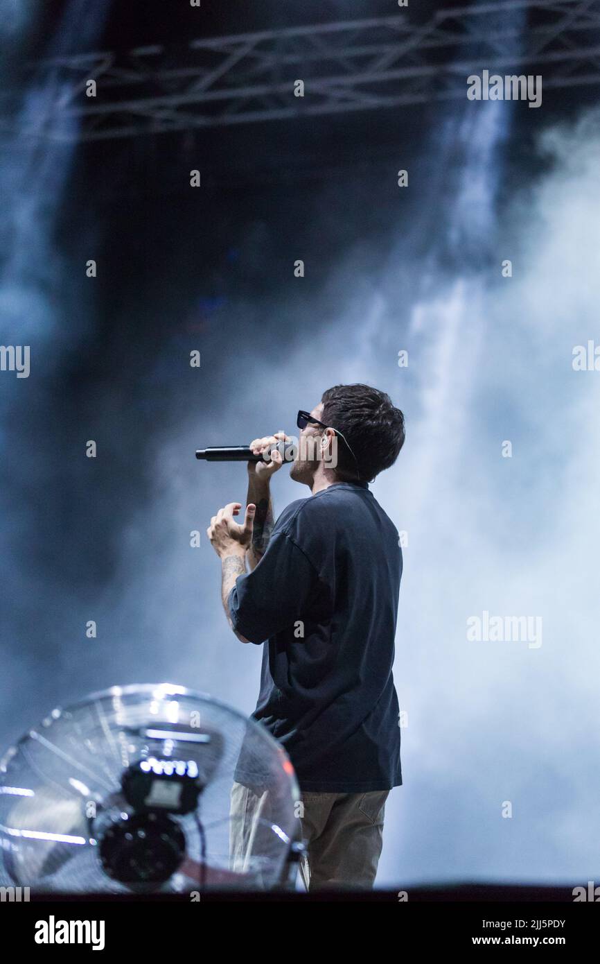 Rock in Roma, Rome, Italy, July 22, 2022, Gazzelle singing on stage ...
