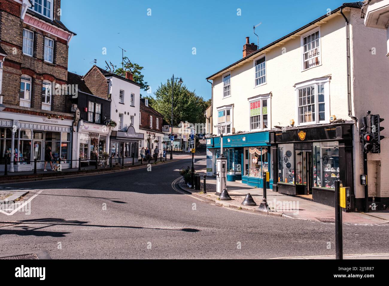 Dorking Surrey Hills UK, July 08 2022, Row Of Traditional High Shops As Spending Habits Change Stock Photo