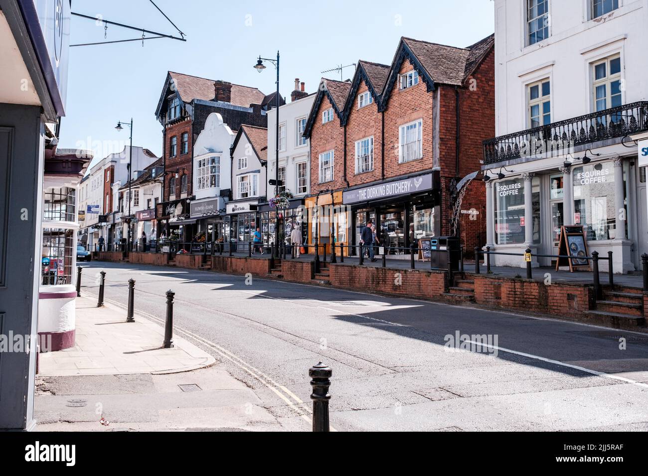 Dorking Surrey Hills UK, July 08 2022, Row Of Traditional High Shops As Spending Habits Change Stock Photo