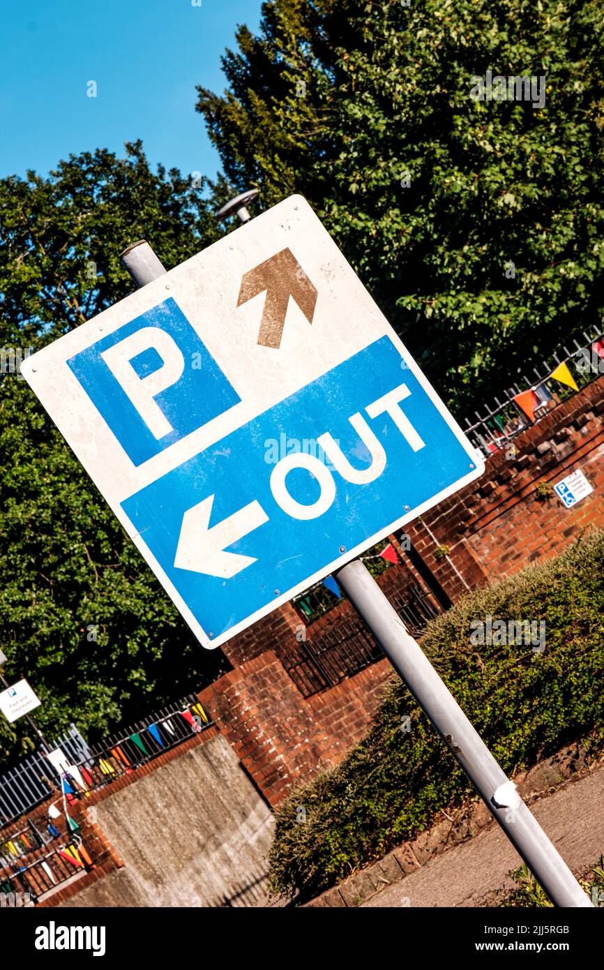 Dorking Surrey Hills UK, July 09 2022, Public Car Park Direction Sign ...