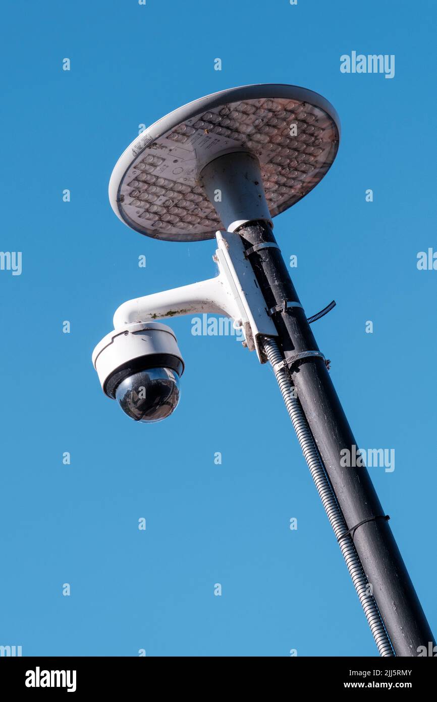 Dorking Surrey Hills UK, July 10 2022, CCTV Public Security Safety Camera Stock Photo