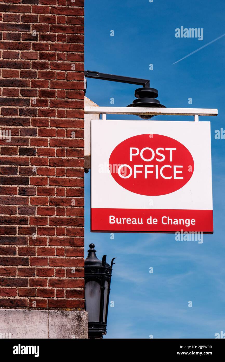 Dorking Surrey Hills UK, July 14 2022, High Street Post Office Sign And Logo With No People Stock Photo