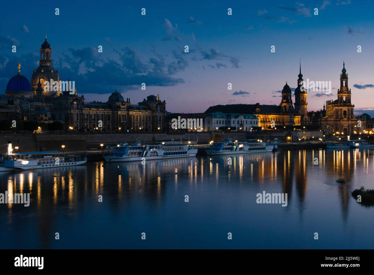 Germany, Saxony, Dresden, Old town waterfront at night Stock Photo Alamy