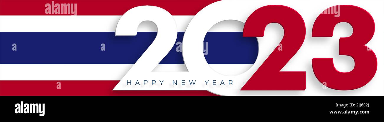 Happy New Year 2023 Festive Pattern With Thailand Flag Concept On Color Background 2JJ602J 