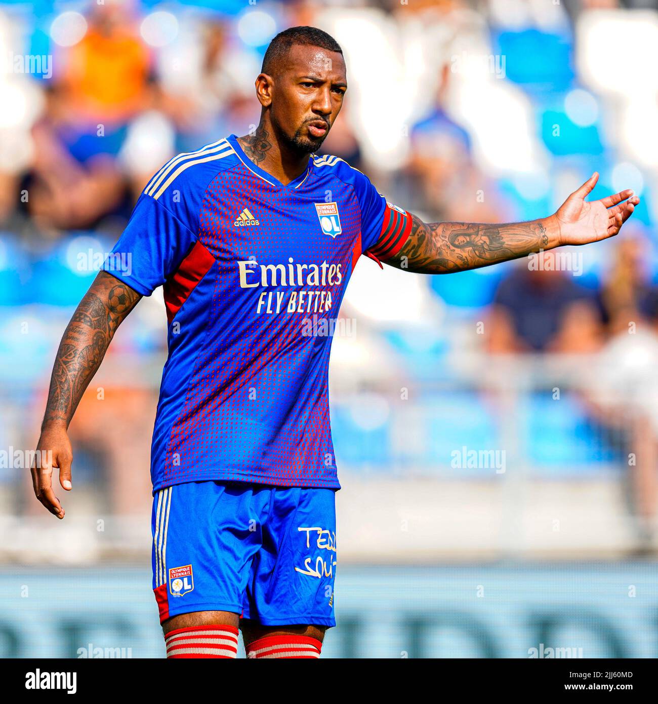 TILBURG, NETHERLANDS - JULY 23: Jerome Boateng of Olympique Lyon during the pre-season friendly match between Willem II and Olympique Lyon at Koning Willem II stadion on July 23, 2022 in Tilburg, Netherlands (Photo by Geert van Erven/Orange Pictures) Stock Photo