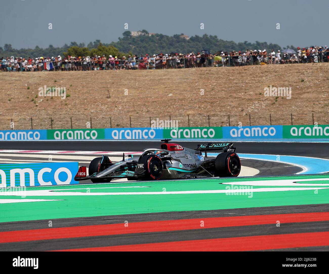 Le Castellet, France. 23rd July, 2022. Motorsport: Formula 1 World Championship, ahead of the French Grand Prix, qualifying: George Russell from Great Britain of Team Mercedes is on track. Credit: Hasan Bratic/dpa/Alamy Live News Stock Photo