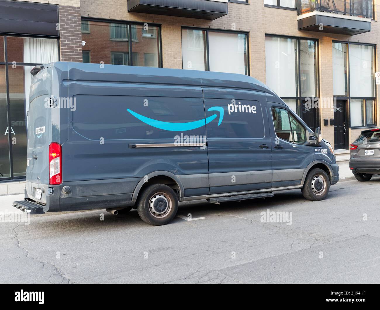 Amazon Prime delivery van in Montreal. Quebec,Canada Stock Photo