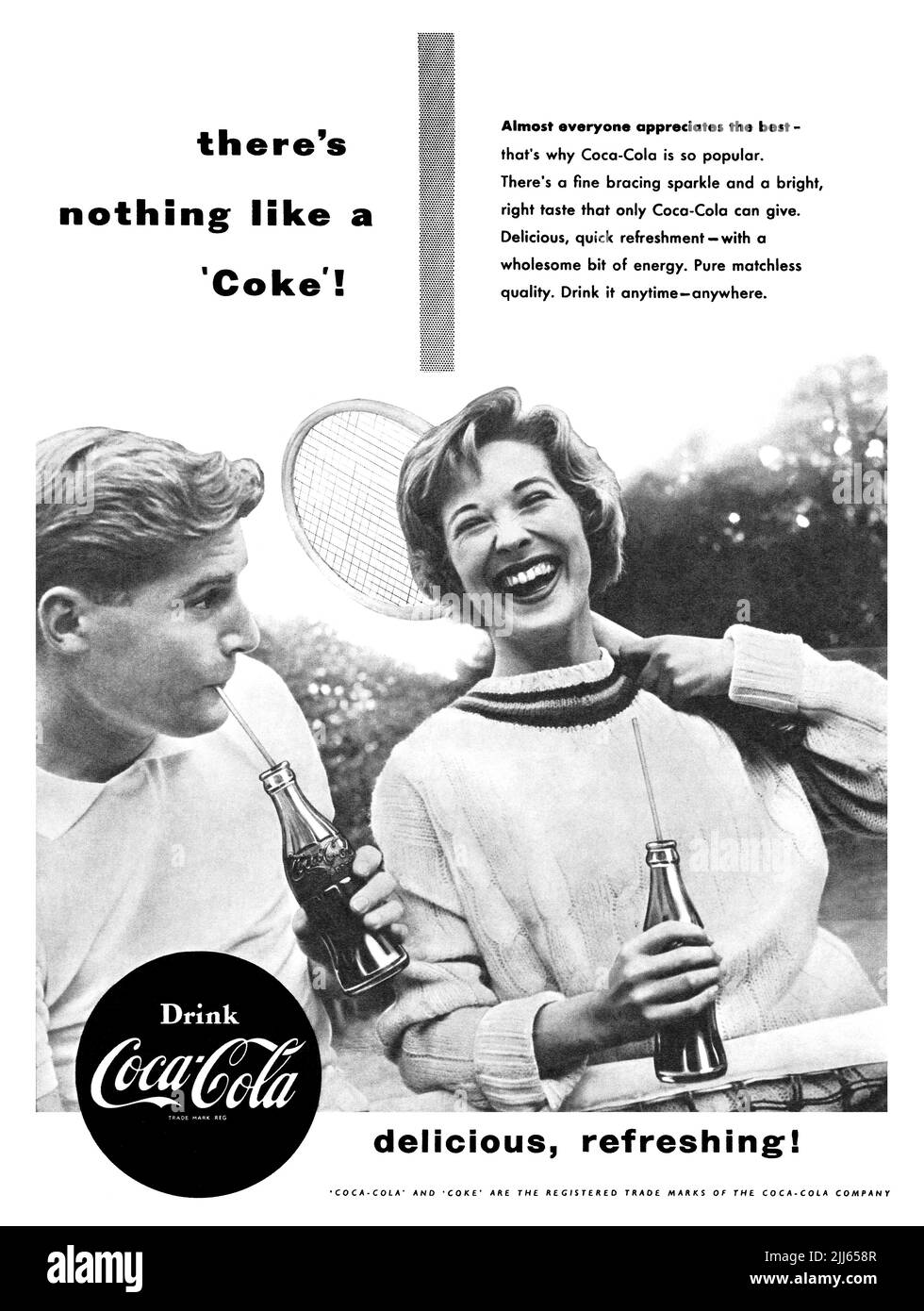 1955 British advertisement for Coca Cola. Stock Photo