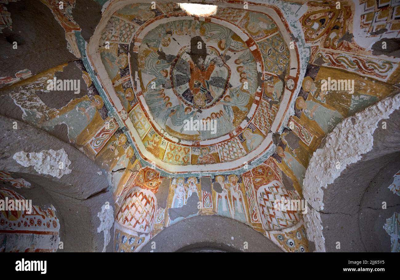 freskos inside Agacalti Church, Ihlara valley or Peristrema Valley, Ihlara, Aksaray Province, Guzelyurt, Cappadocia, Anatolia, Turkey Stock Photo