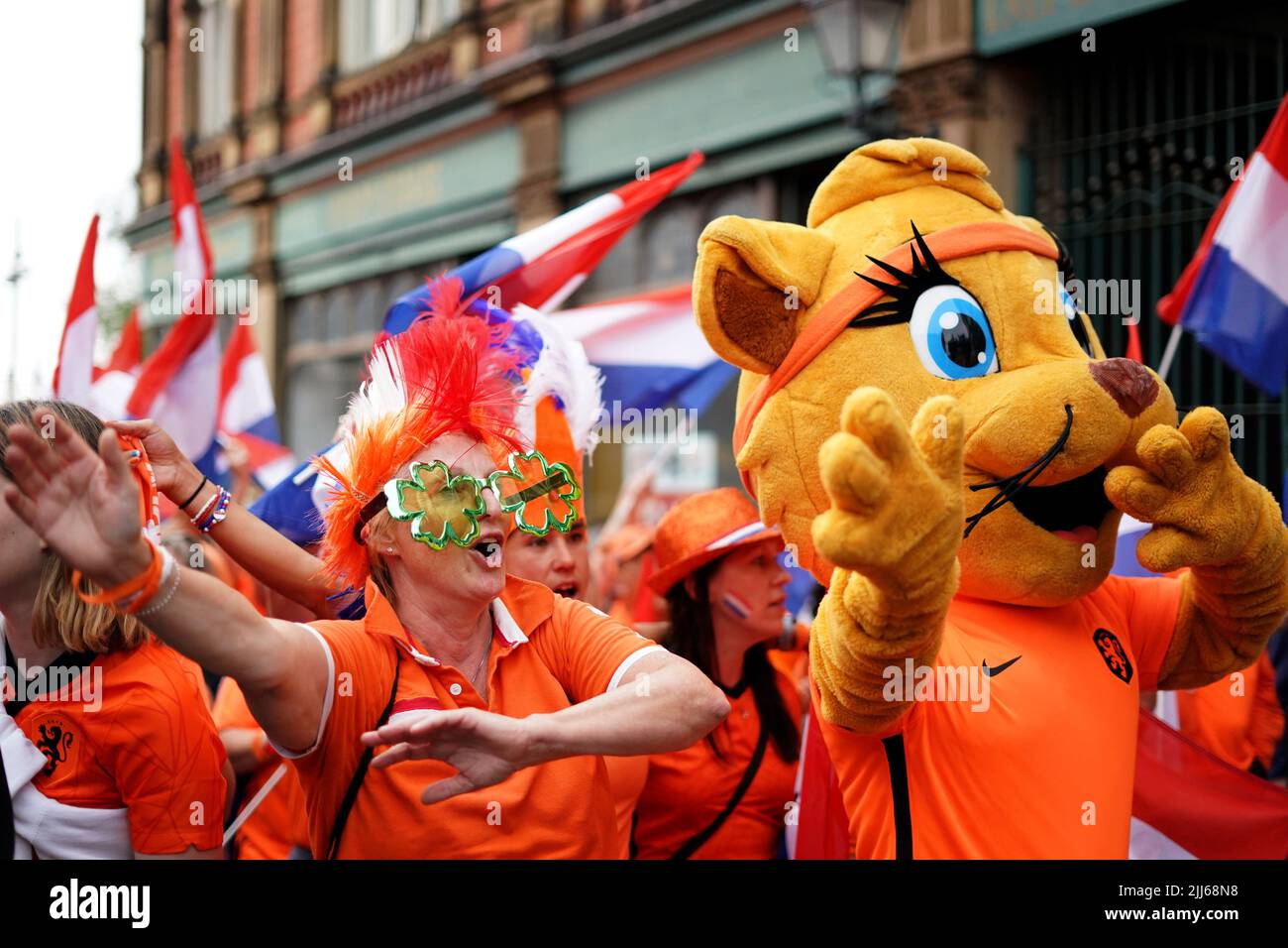 Fans of the Netherlands march towards the ground before the UEFA Women ...