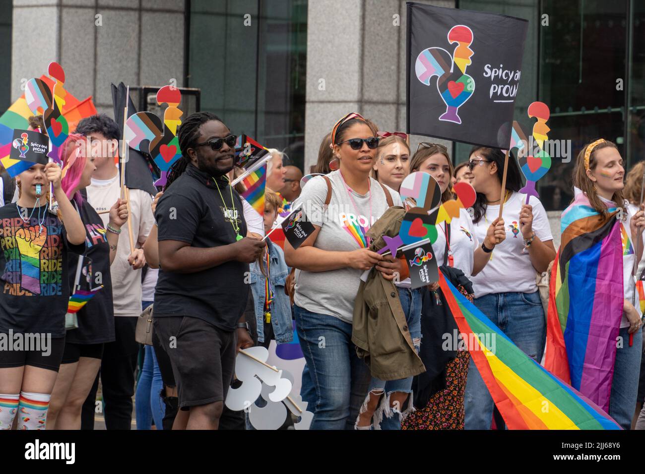 Newcastle upon Tyne, UK. 23rd July 2022. UK Pride 2022. Thousands of LGBTQ+ people and their allies march through the city. The national event, hosted this year by Northern Pride, celebrates diversity and inclusivity.   Credit: Hazel Plater/Alamy Live News Stock Photo