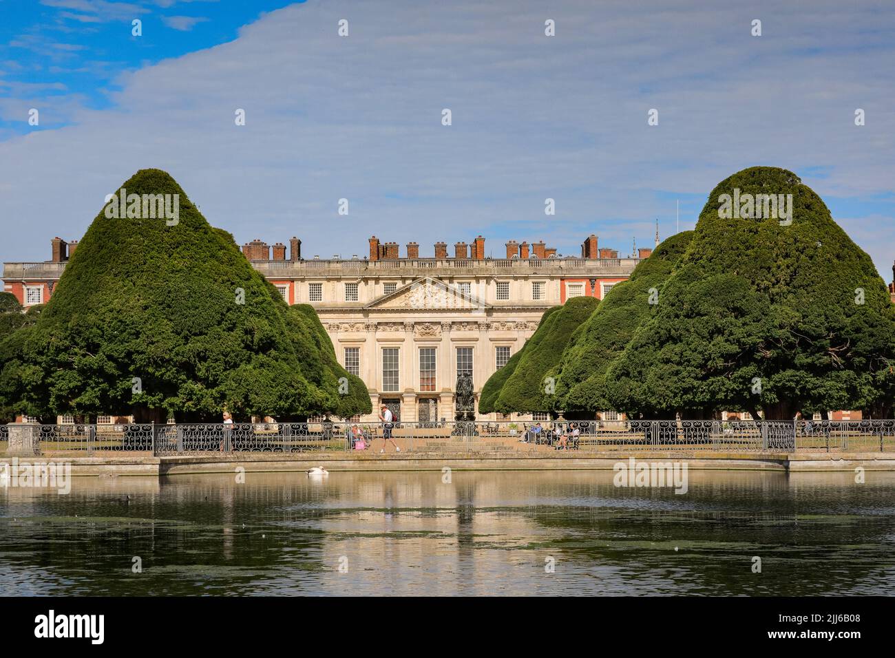 Lake view of Hampton Court Palace, Richmond, UK Stock Photo