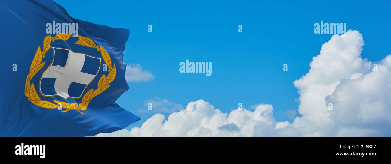 official-flag-of-the-president-greece-at-cloudy-sky-background-on