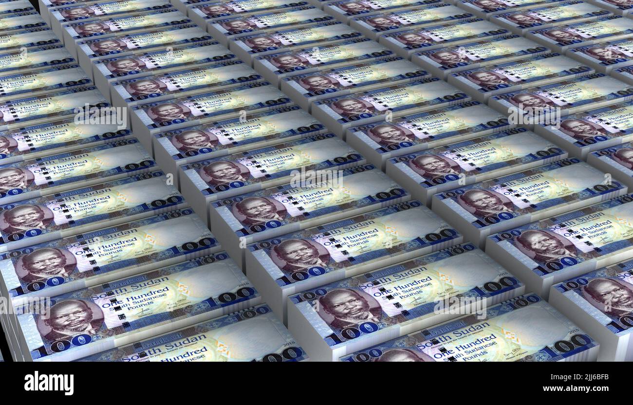 3D Illustration South Sudan 100 Pounds money banknote Stock Photo