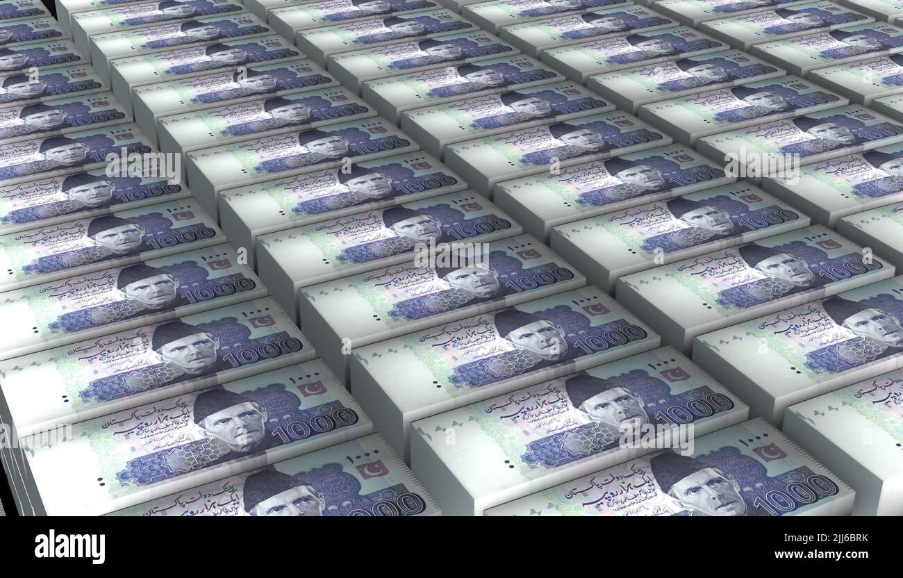 3D Illustration Pakistan 1000 Rupee money banknote Stock Photo