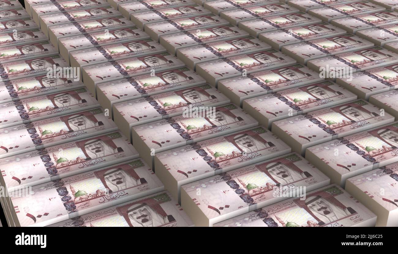 3D Illustration Saudi Arabia 100 Riyal money banknote Stock Photo