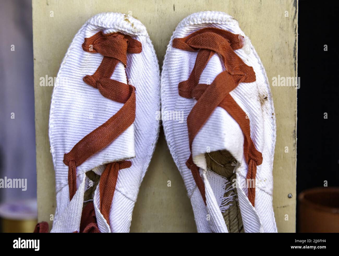 Detail of typical Spanish footwear, crafts and tradition Stock Photo