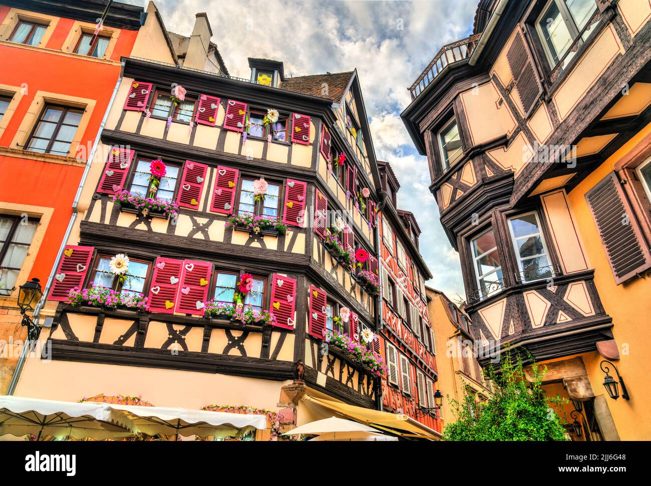 Traditional half-timbered houses in Colmar - Alsace, France Stock Photo