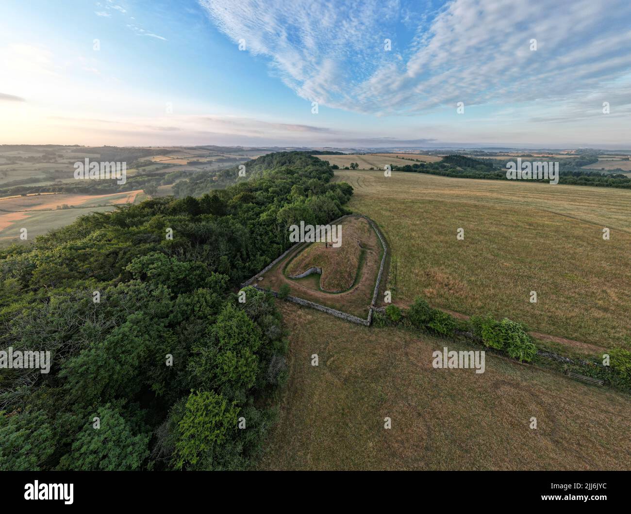 Belas Knap Neolithic Long Barrow Cotswold Severn Cairn Aerial Photo. Cotswold Way. Cleeve Hill