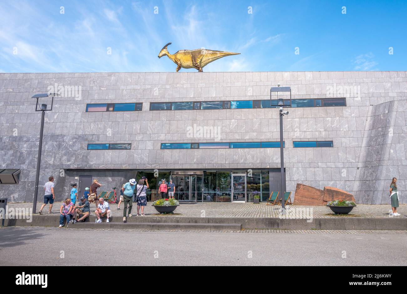 Norwegian Petroleum Museum, in the center of Stavanger, Norway showing a dinosaur exhibition “Witnessing oil”. Stock Photo