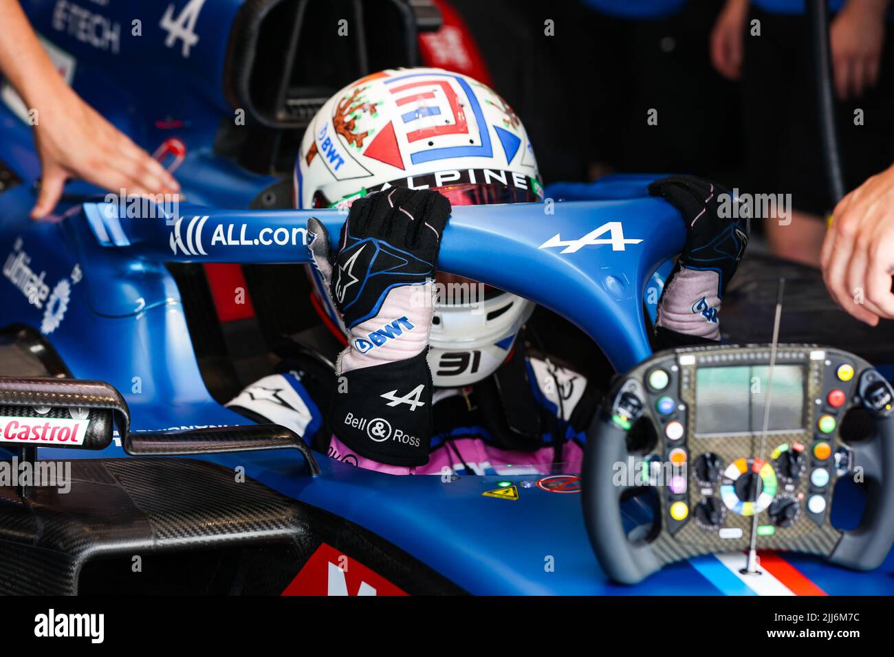 OCON Esteban (fra), Alpine F1 Team A522, portrait during the Formula 1 Lenovo Grand Prix de France, French Grand Prix 2022, 12th round of the 2022 FIA Formula One World Championship from July 22 to 24, 2022 on the Circuit Paul Ricard, in Le Castellet, France - Photo: Antonin Vincent / Dppi/DPPI/LiveMedia Stock Photo