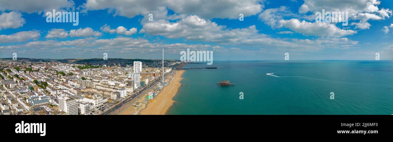 Beautiful aerial panorama Brighton Beach UK Stock Photo