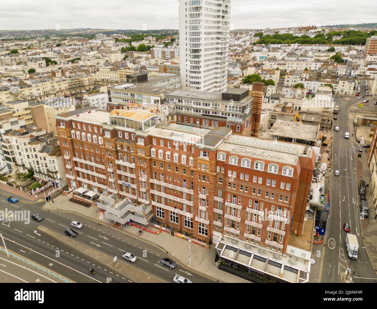 Aerial photo Hilton Brighton Metropole Hotel UK Stock Photo