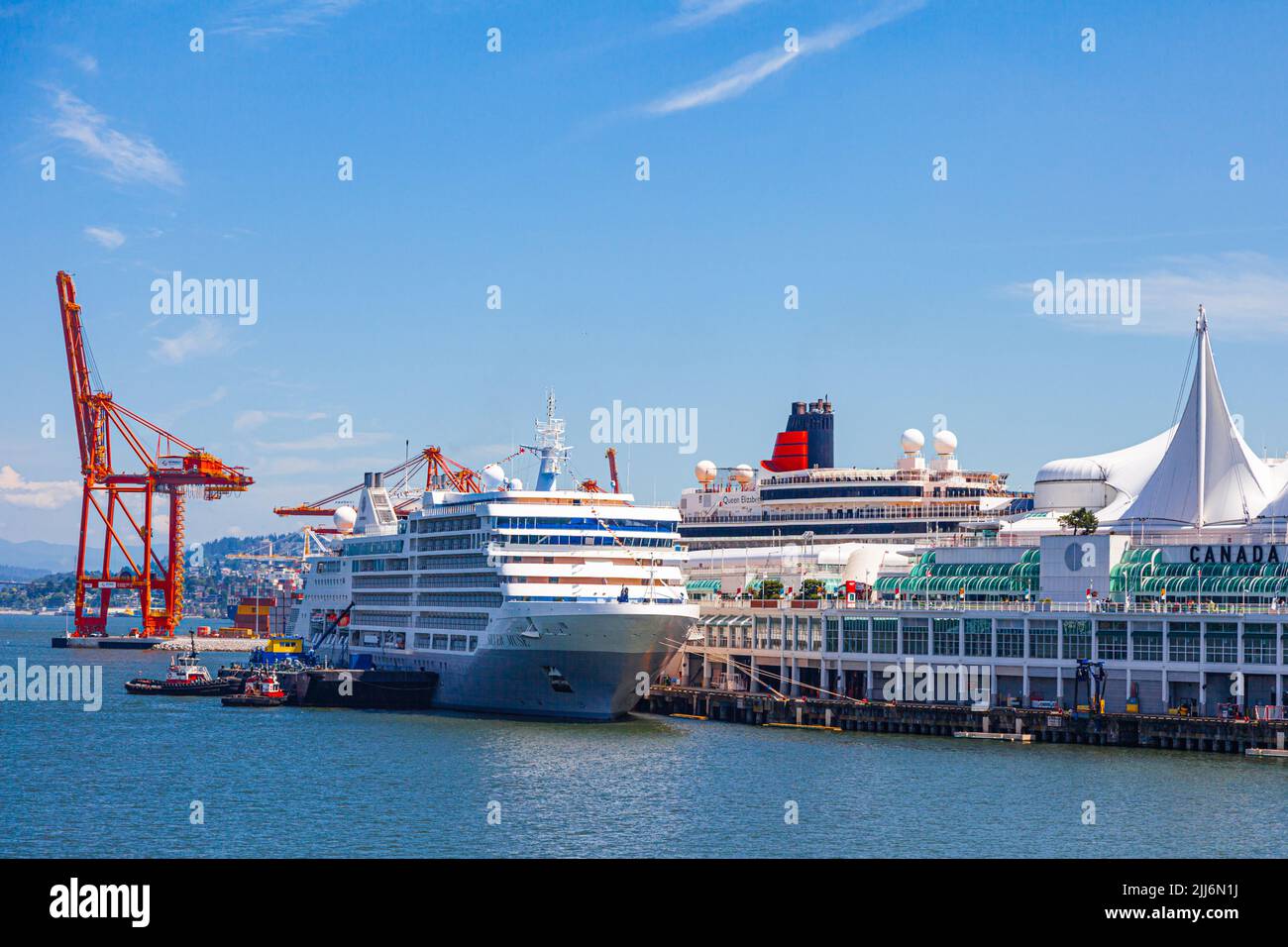View of the Vancouver cruise ship terminal in British Columbia Canada Stock Photo