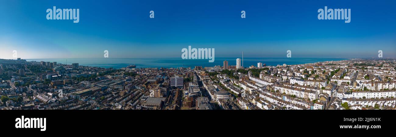 Aerial panorama of Brighton Beach summer scene circa 2022 Stock Photo
